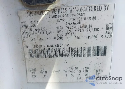 2013 Ford F-250 Xl z USA, uszkodzony, nr VIN 1FDBF2B69DEB64341